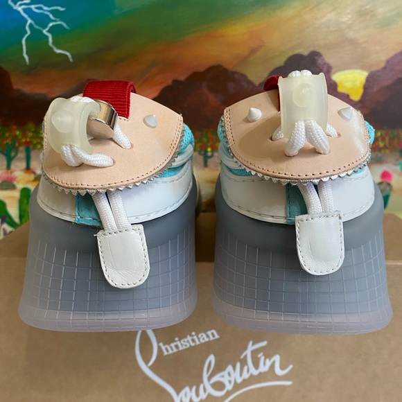 Christian Louboutin Arpoador Flat,Yellow& Blue, Suede, Men’s Size:EU44.5,US 11.5 - Picture 8 of 13